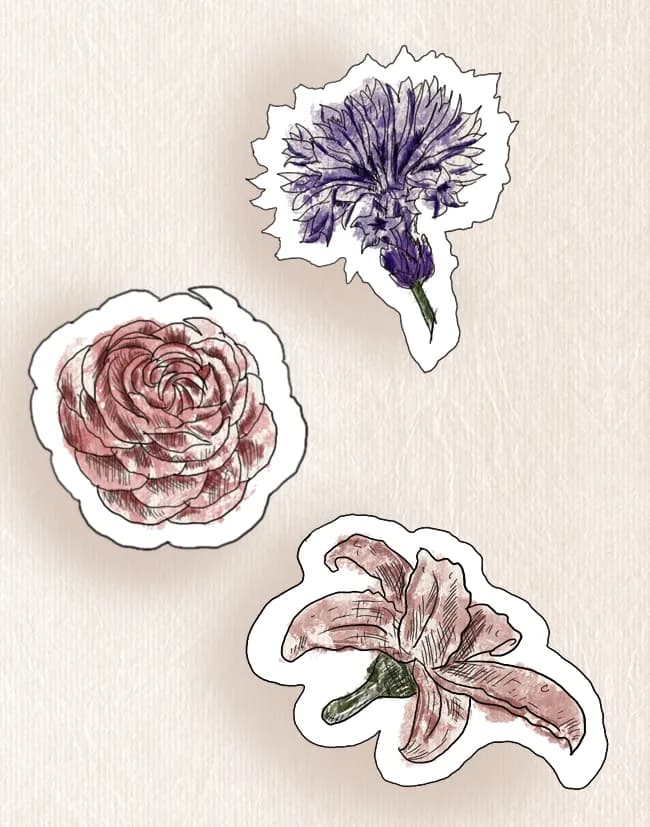 Ilustración en acuarela de flores para decoración de boda